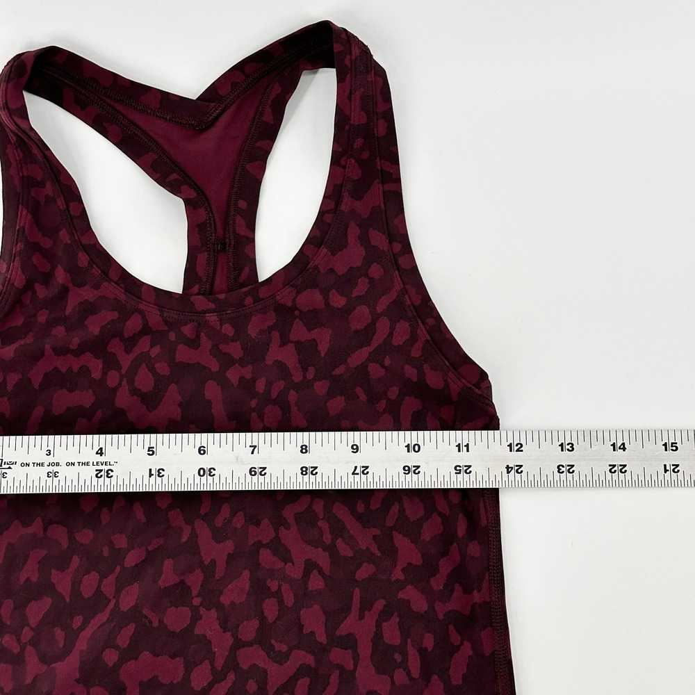 Lululemon Cool Razorback Tank Top Size 2 Purple Plum Leopard Animal Print Yoga - Picture 3 of 4